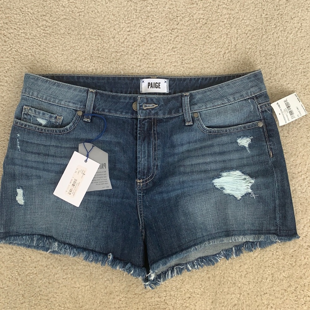 NWT: Paige Daryn Cut Off Izzy Destructed Denim Jean Short, Size 31